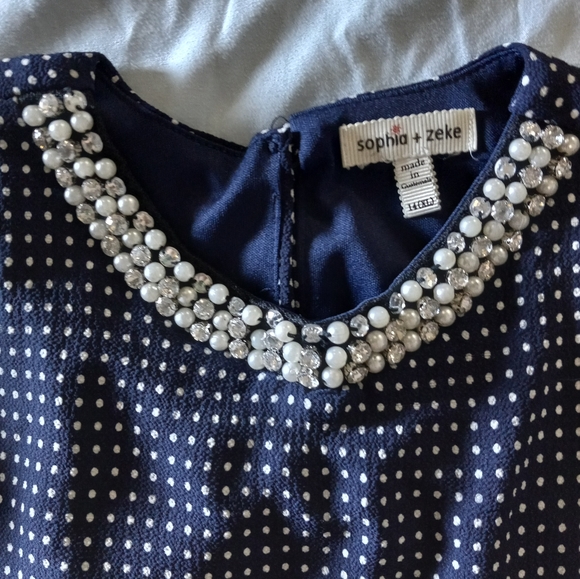 Navy Pattern Dress - Picture 3 of 6